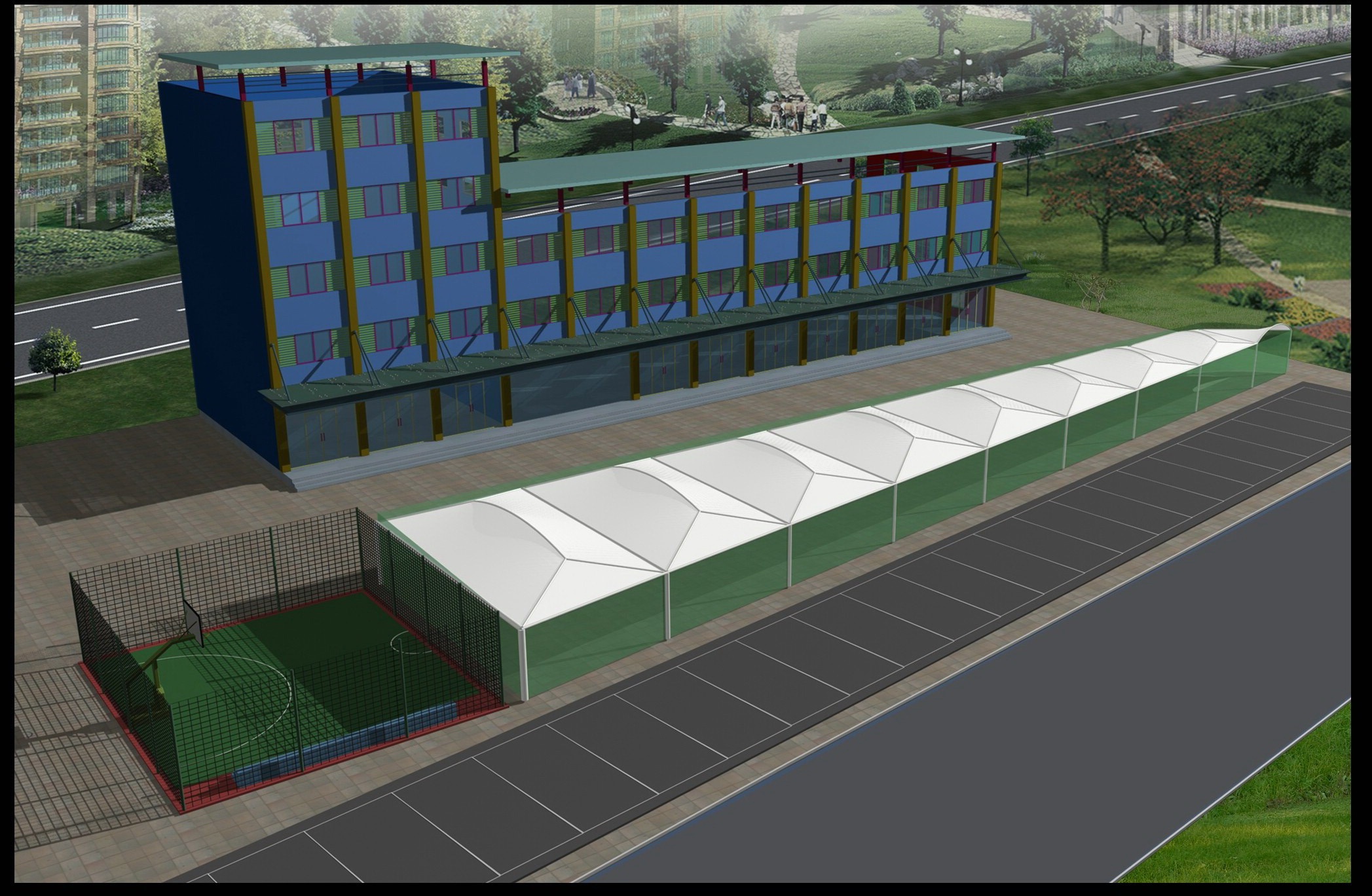 11字型膜结构车棚-2